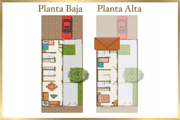 Mapa arquitectónico del modelo Alcazar en la urbanización Punta Dorada