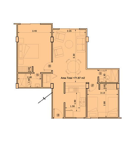 Departamento de 71,67 metros cuadrados en la urbanización Punta Dorada