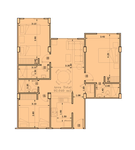 Departamento de 92,04 metros cuadrados en la urbanización Punta Dorada