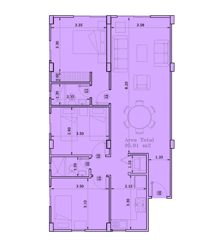 Departamento de 95,91 metros cuadrados en la urbanización Punta Dorada